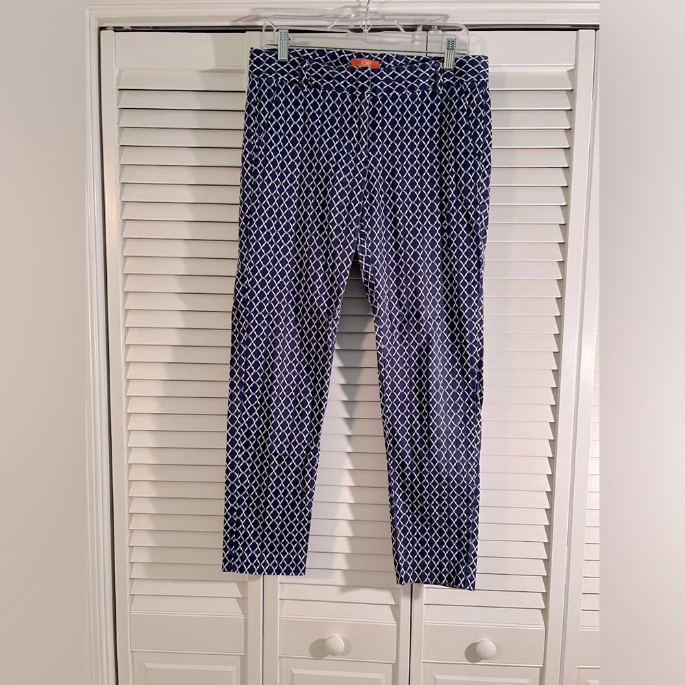 Joe Fresh cotton pants, blue and white design, size- 8
